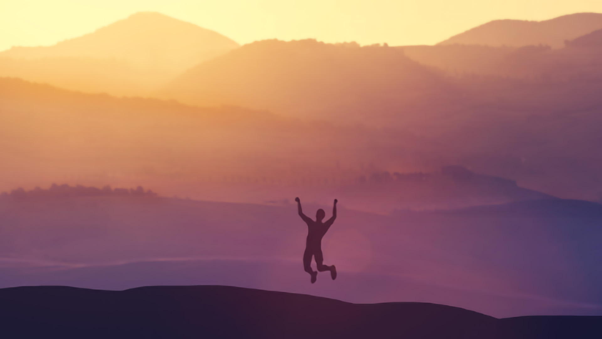 Joyful Person Jumping Silhouette